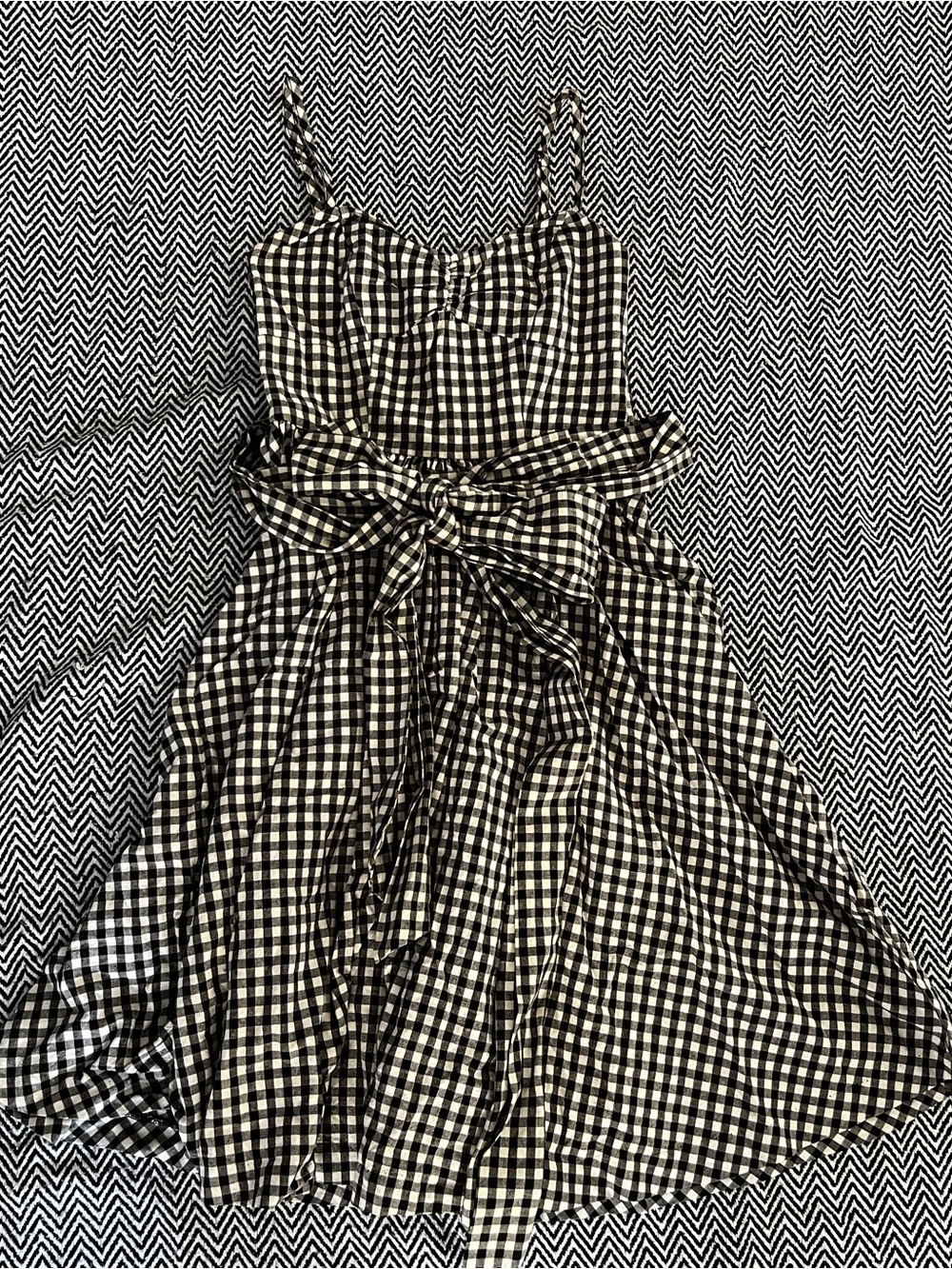 Black & White Gingham Tie-Waist Sundress